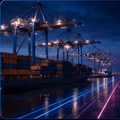 Port terminal at night